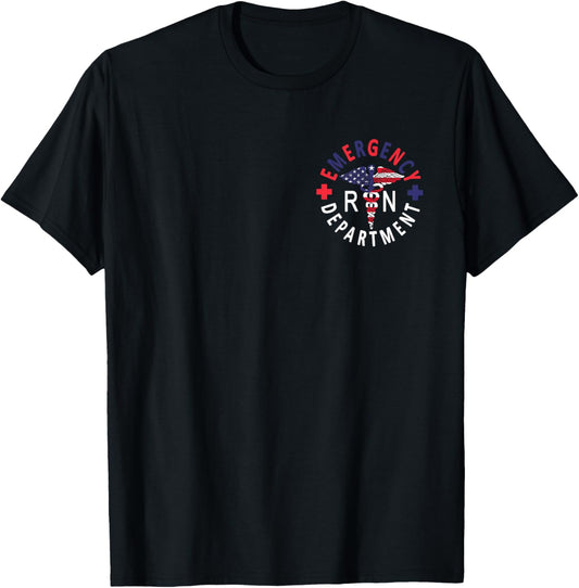 Emergency Department 4th of July USA Emergency Room Nurse T-Shirt - T-Shirt | Black