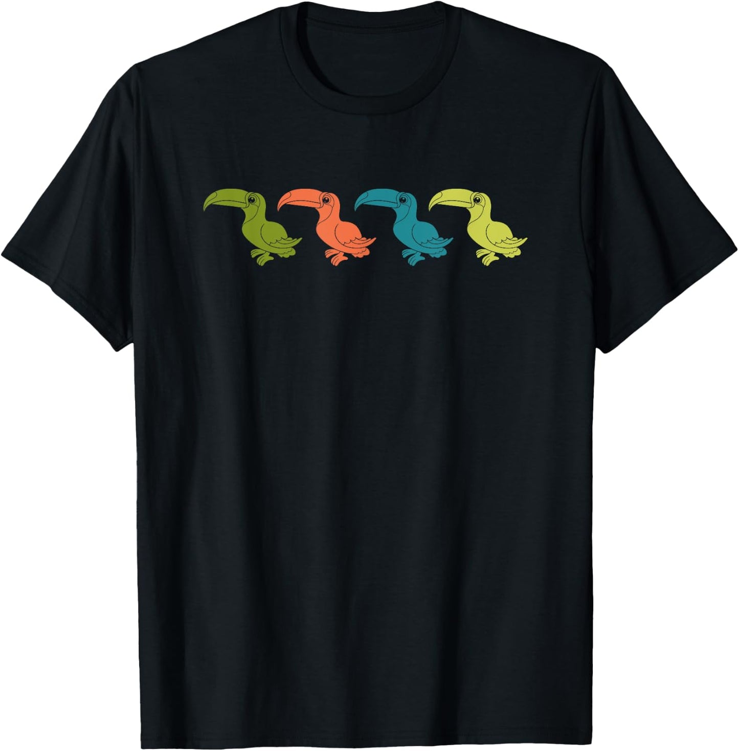 Retro Exotic Bird Tropical Toucan T-Shirt - T-Shirt | Black