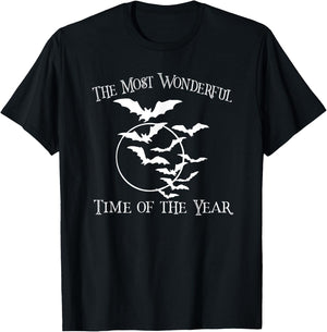 Most Wonderful Time of Year Funny Halloween Bats Full Moon T-Shirt - T-Shirt | Black