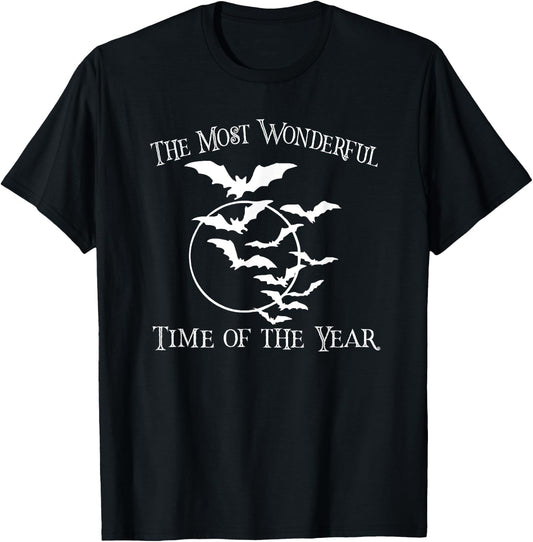 Most Wonderful Time of Year Funny Halloween Bats Full Moon T-Shirt - T-Shirt | Black