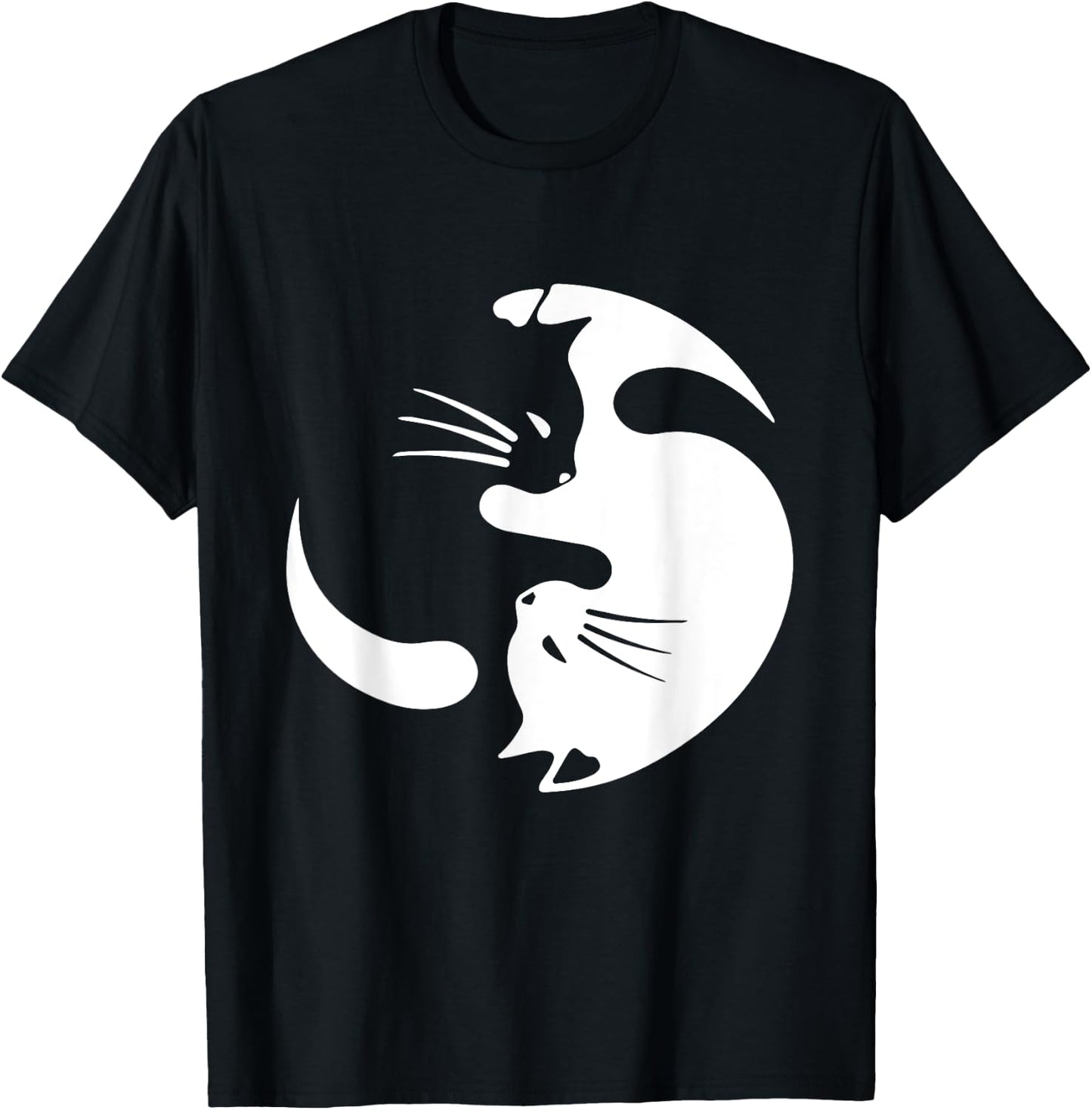 Yin Yang Cat Symbol Cute Black and White Cat Kitty Halloween T-Shirt - T-Shirt | Black