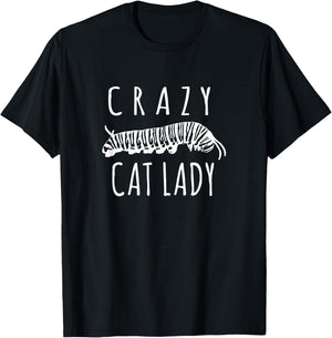 Crazy Cat Lady - Funny Monarch Caterpillar Gardener T-Shirt - T-Shirt | Black
