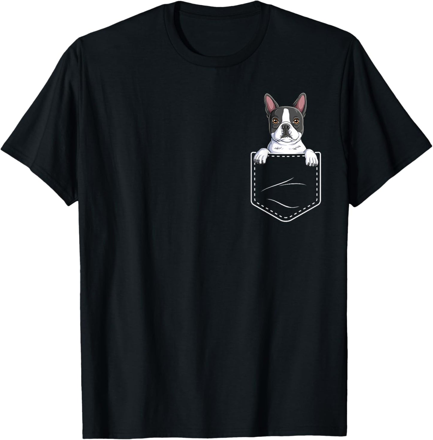 Boston Terrier In The Pocket Cute Boston Terrier Dog Lovers Women Girls Kids T-Shirt - T-Shirt | Black