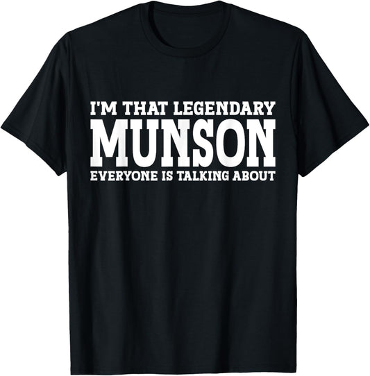 Munson Surname Funny Team Family Last Name Munson T-Shirt - T-Shirt | Black