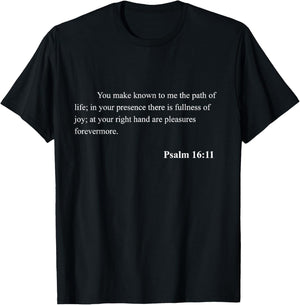 Bible Verse Psalm 16:11 Christian Jesus Psalm Scripture T-Shirt - T-Shirt | Black