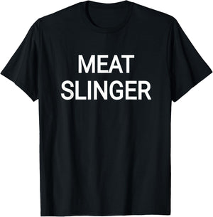 Meat Slinger Funny Football Cookout Grill Master T-Shirt - T-Shirt | Black