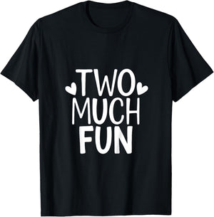 2nd Birthday Girl Boy Party Two Much Fun Second Toddler T-Shirt - T-Shirt | Black