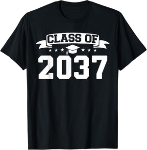 Class of 2037 Grow With Me Graduation First Day of School T-Shirt - T-Shirt | Black