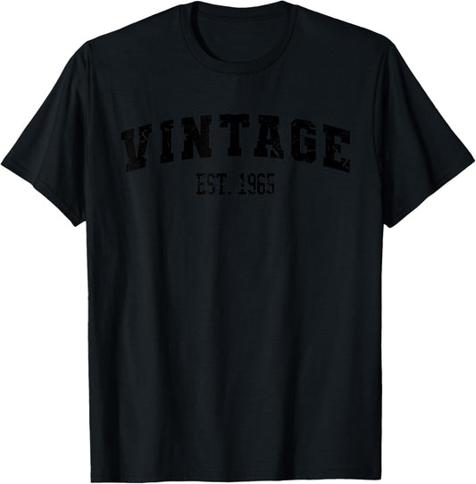 Vintage Est. 1965, 60 Years Old Women 60th Birthday T-Shirt - T-Shirt | Black