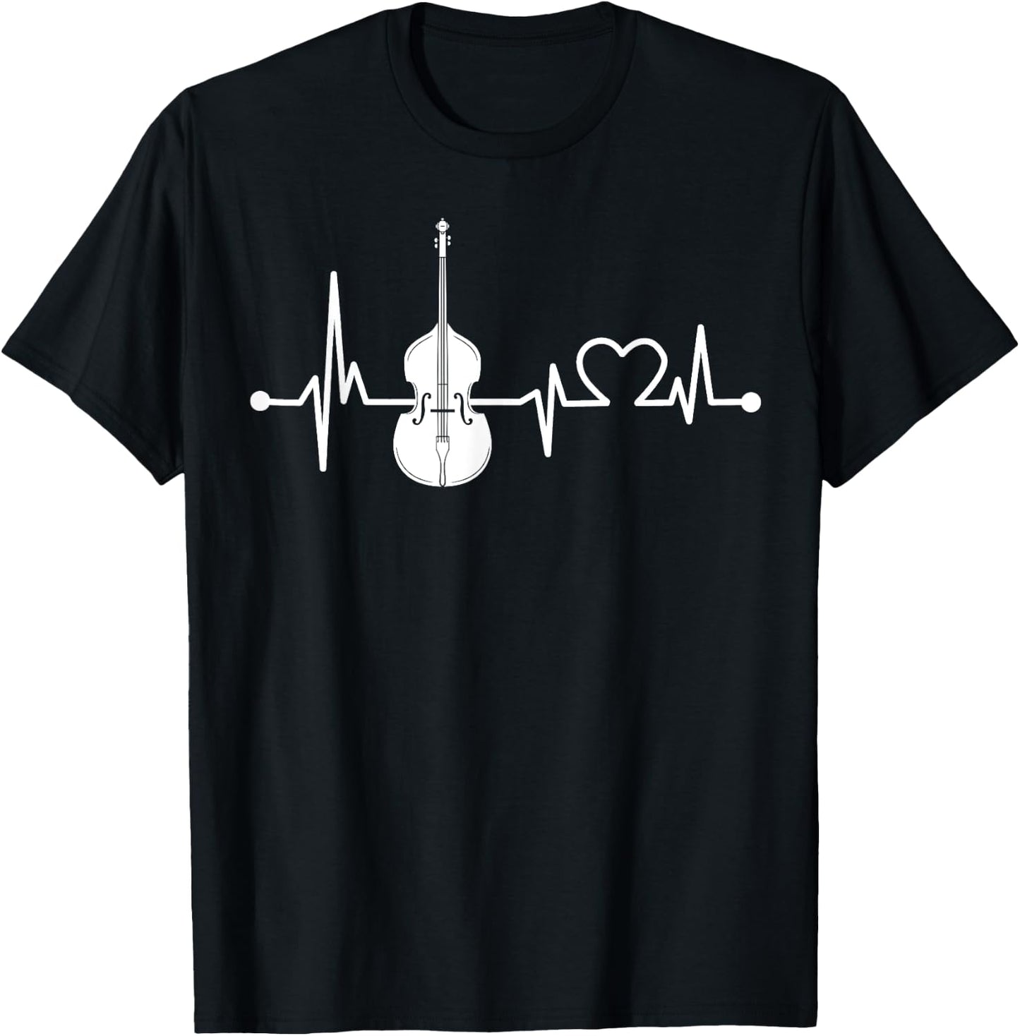 Double bass Heartbeat Funny Love For Music Orchestra Gift T-Shirt - T-Shirt | Black