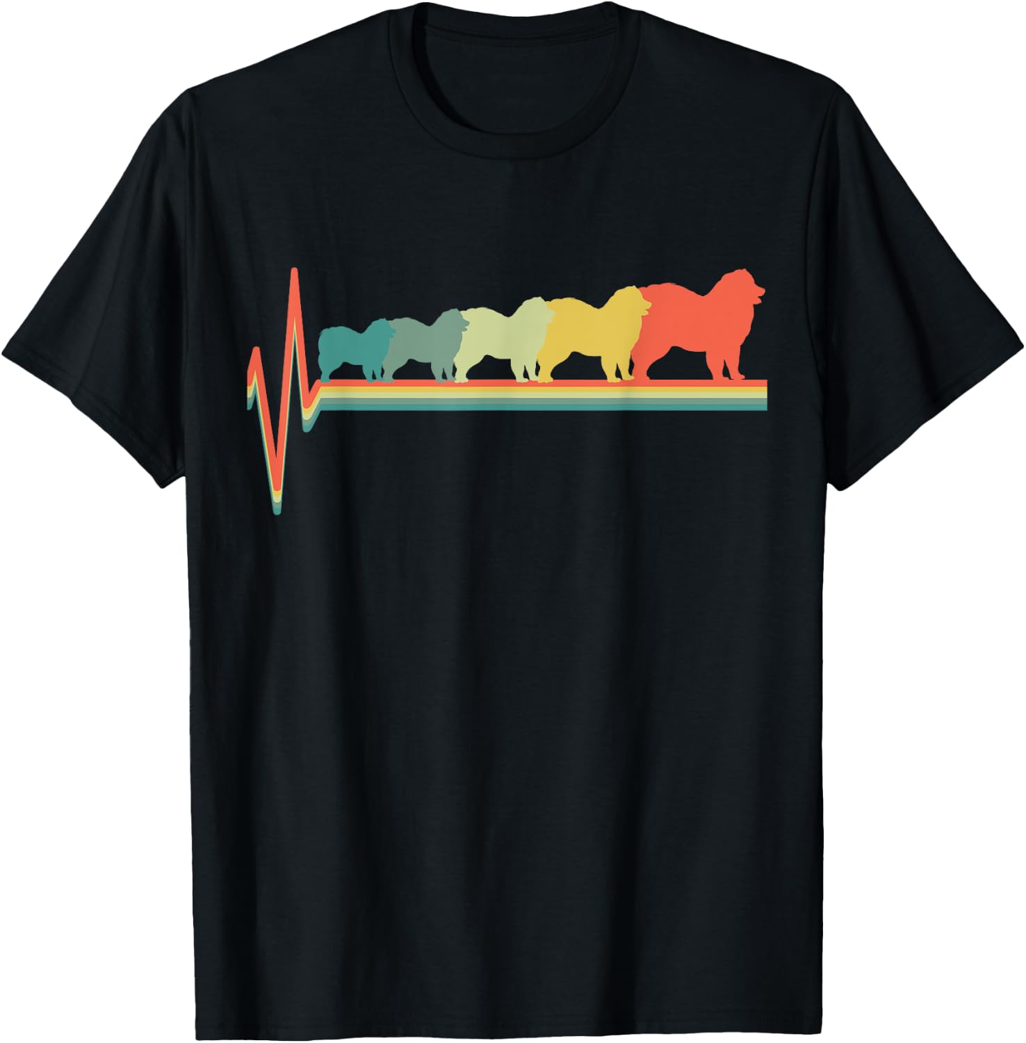 Samoyed Heartbeat Retro Gift Samoyed Lovers T-Shirt - T-Shirt | Black