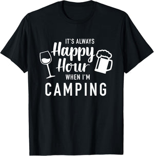 It's always happy hour when I'm camping T-Shirt - T-Shirt | Black