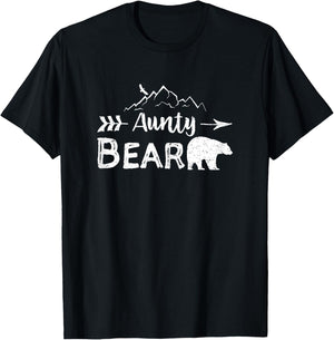 Aunty Bear Shirt Matching Family Aunt And Uncle Camping Gift T-Shirt - T-Shirt | Black
