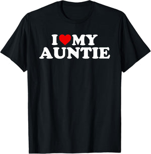 I Love My Auntie With Heart T-Shirt - T-Shirt | Black