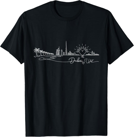 Dubai UAE Signature Heart Art - Romantic City Souvenir T-Shirt - T-Shirt | Black