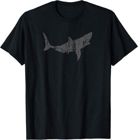 Great White Shark Vintage Design - Great White Shark Print T-Shirt - T-Shirt | Black