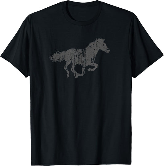 Horse Vintage Design - Horse Print T-Shirt - T-Shirt | Black