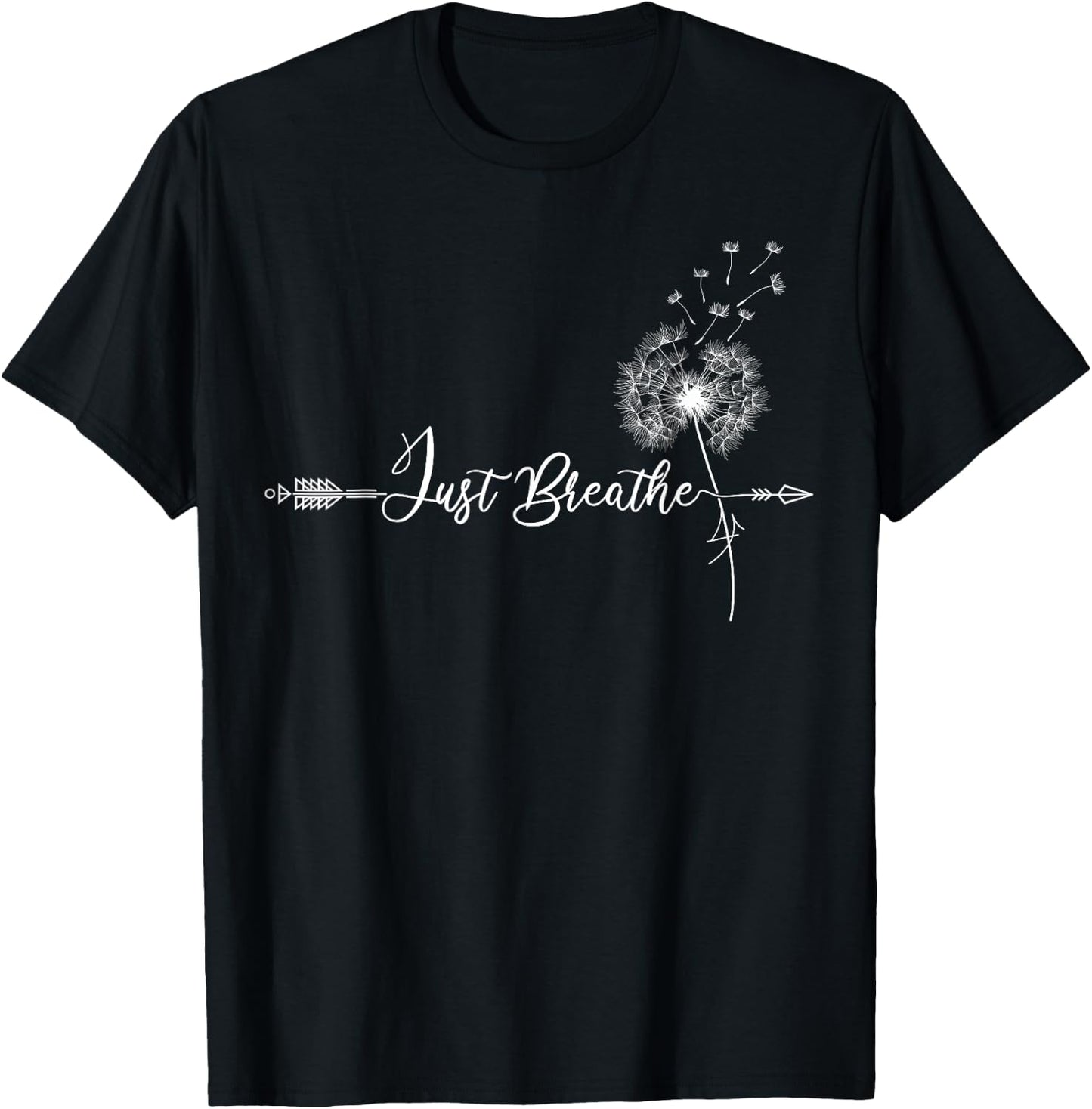 Just Dandelion Tattoo Arrow Breathing Dandelion Flower Sun T-Shirt - T-Shirt | Black
