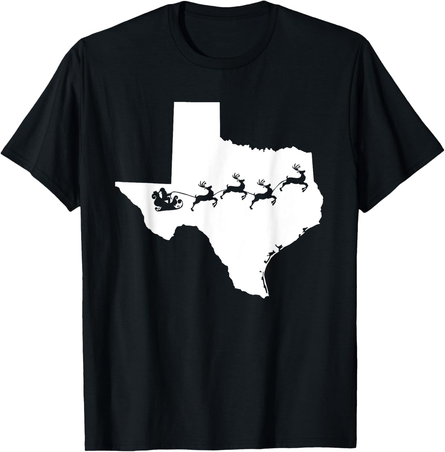 Texas Map Santa Christmas reindeer Shirt T-Shirt - T-Shirt | Black