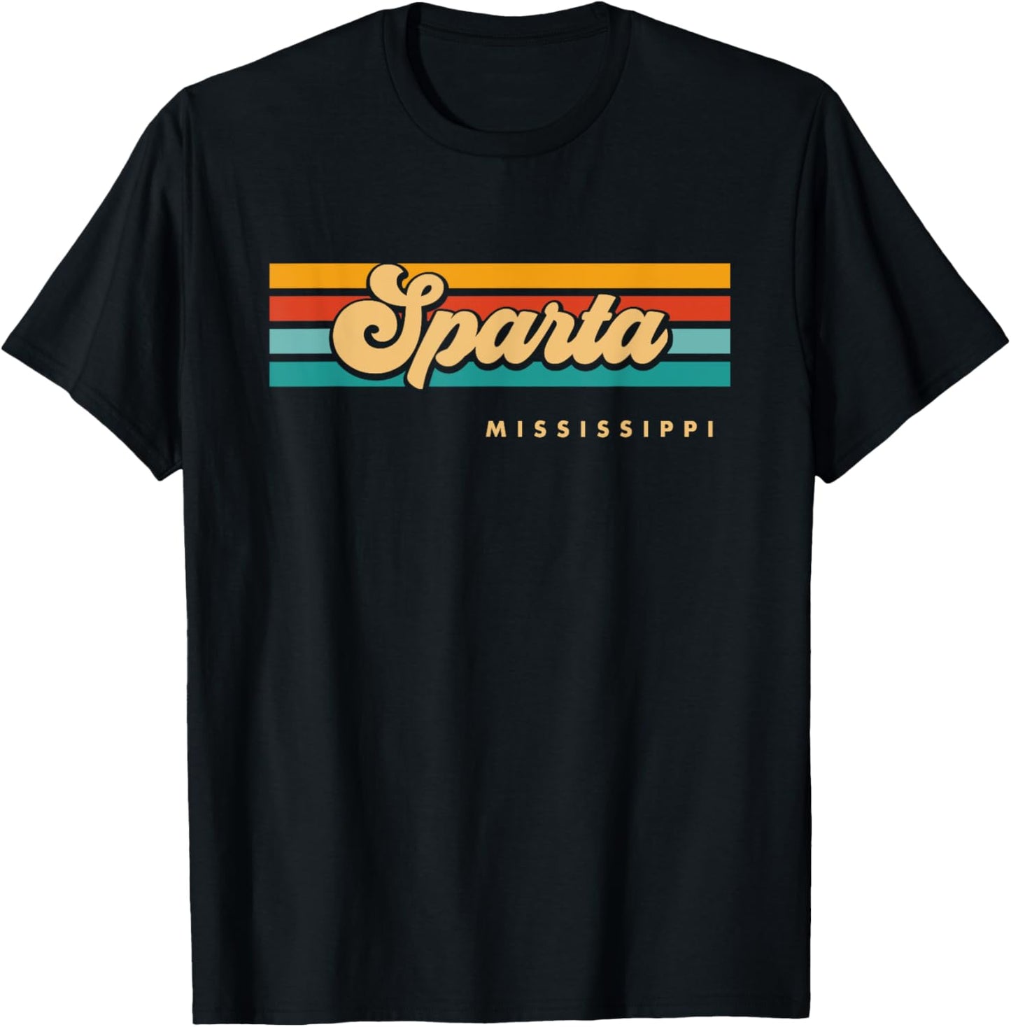 Vintage Sunset Stripes Sparta, Mississippi T-Shirt - T-Shirt | Black
