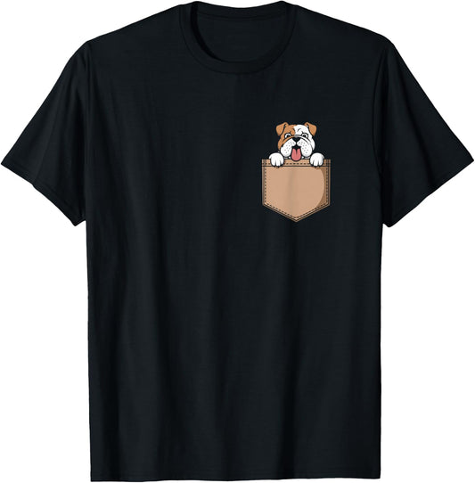 Bulldogs In Pocket Dog Owner Cute Puppy Lover Women Kids T-Shirt - T-Shirt | Black