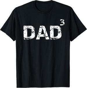 Father's Day Gift from Kids Dad of 3 Funny Dad Cubed T-Shirt - T-Shirt | Black