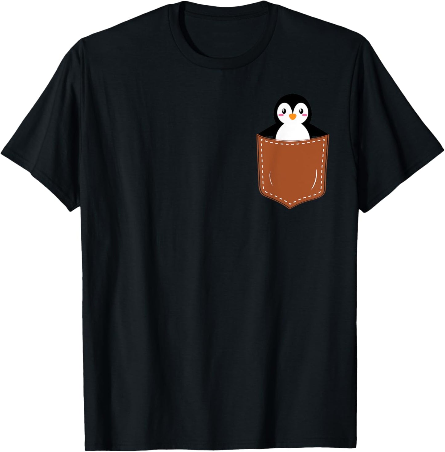 Cute Penguins Design Lovers, Funny Pingu Penguin In Pocket T-Shirt - T-Shirt | Black