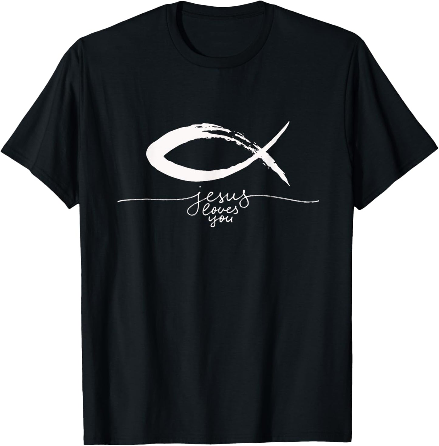 Ichthys Sign Jesus Fish Christ Christian Faith Symbol T-Shirt - T-Shirt | Black