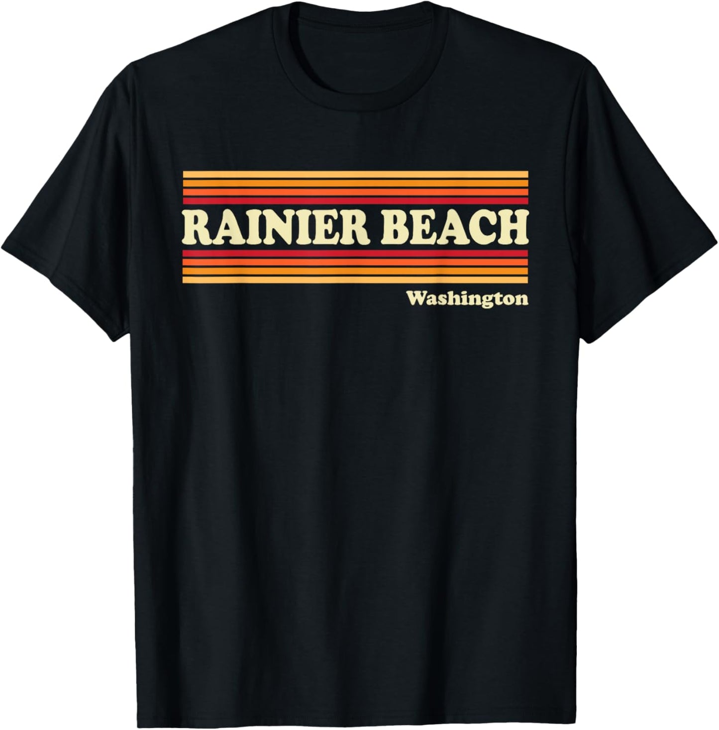 Vintage 1980s Graphic Style Rainier Beach, Washington Men Women T-Shirt - T-Shirt | Black