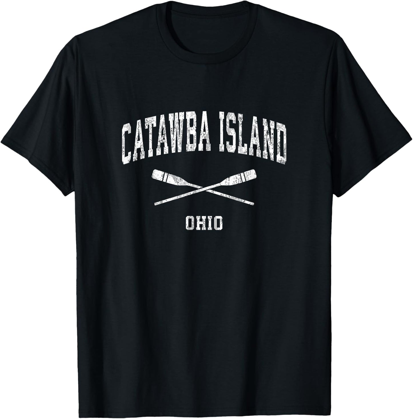 Catawba Island Ohio Vintage Nautical Paddles Sports Oars T-Shirt - T-Shirt | Black