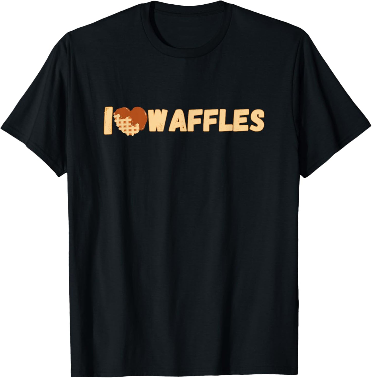 I Love Waffles | Heart-Shaped Chocolate Waffle T-Shirt - T-Shirt | Black