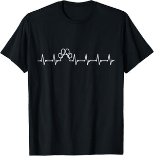 Heartbeat Paw Print Dog Cat Lover Rescue Fur Pet Family Women Girls Kids T-Shirt - T-Shirt | Black