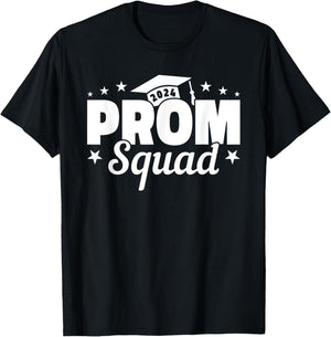 Prom Squad 2024 Funny Graduate Prom Class of 2024 T-Shirt - T-Shirt | Black