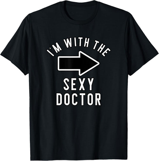 Couples Halloween Costume Shirts I'm With The Sexy Doctor T-Shirt - T-Shirt | Black