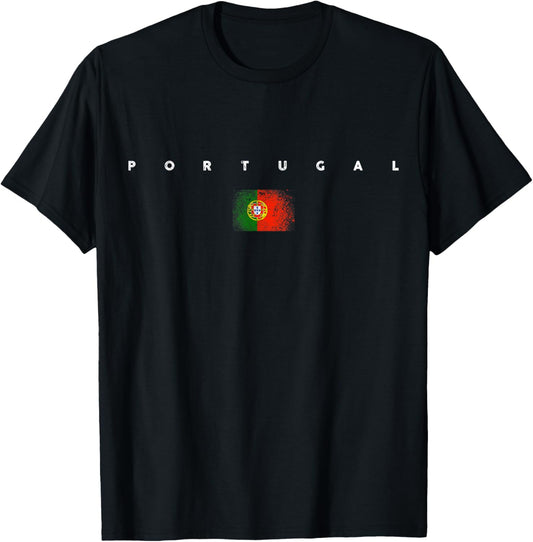 Portugal Flag Pride Vintage/Retro Soccer Football T-Shirt - T-Shirt | Black
