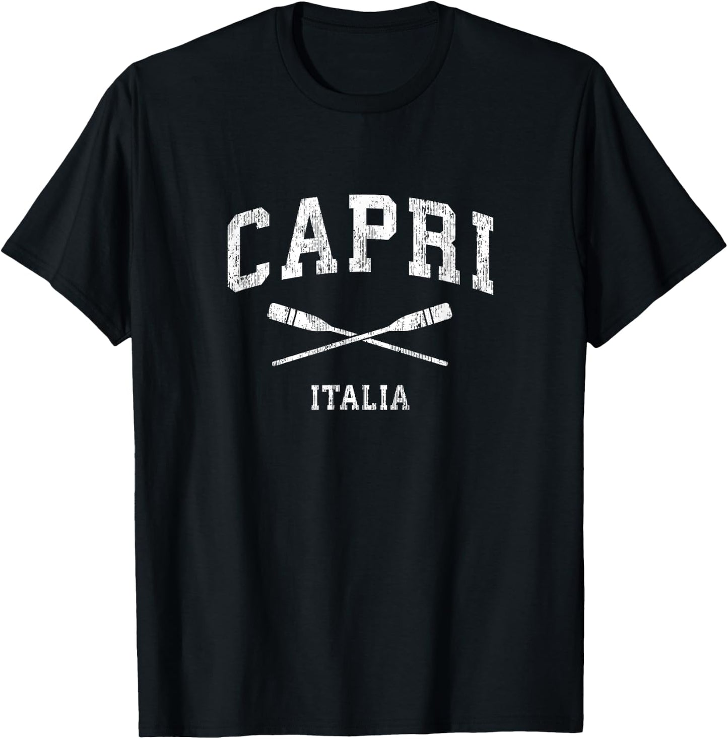 Capri Italy Vintage Nautical Paddles Sports Oars T-Shirt - T-Shirt | Black
