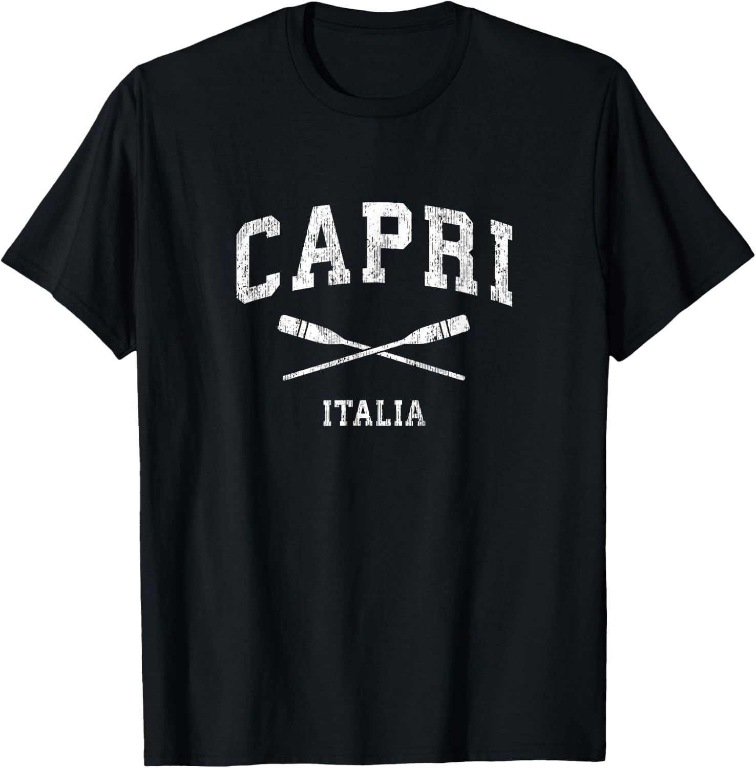Capri Italy Vintage Nautical Paddles Sports Oars T-Shirt - T-Shirt | Black