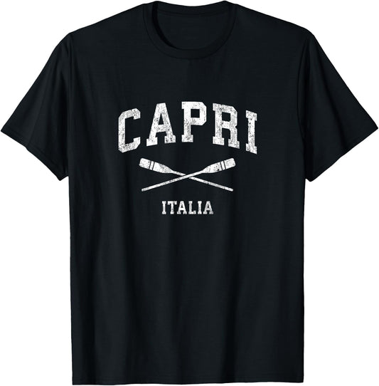 Capri Italy Vintage Nautical Paddles Sports Oars T-Shirt - T-Shirt | Black