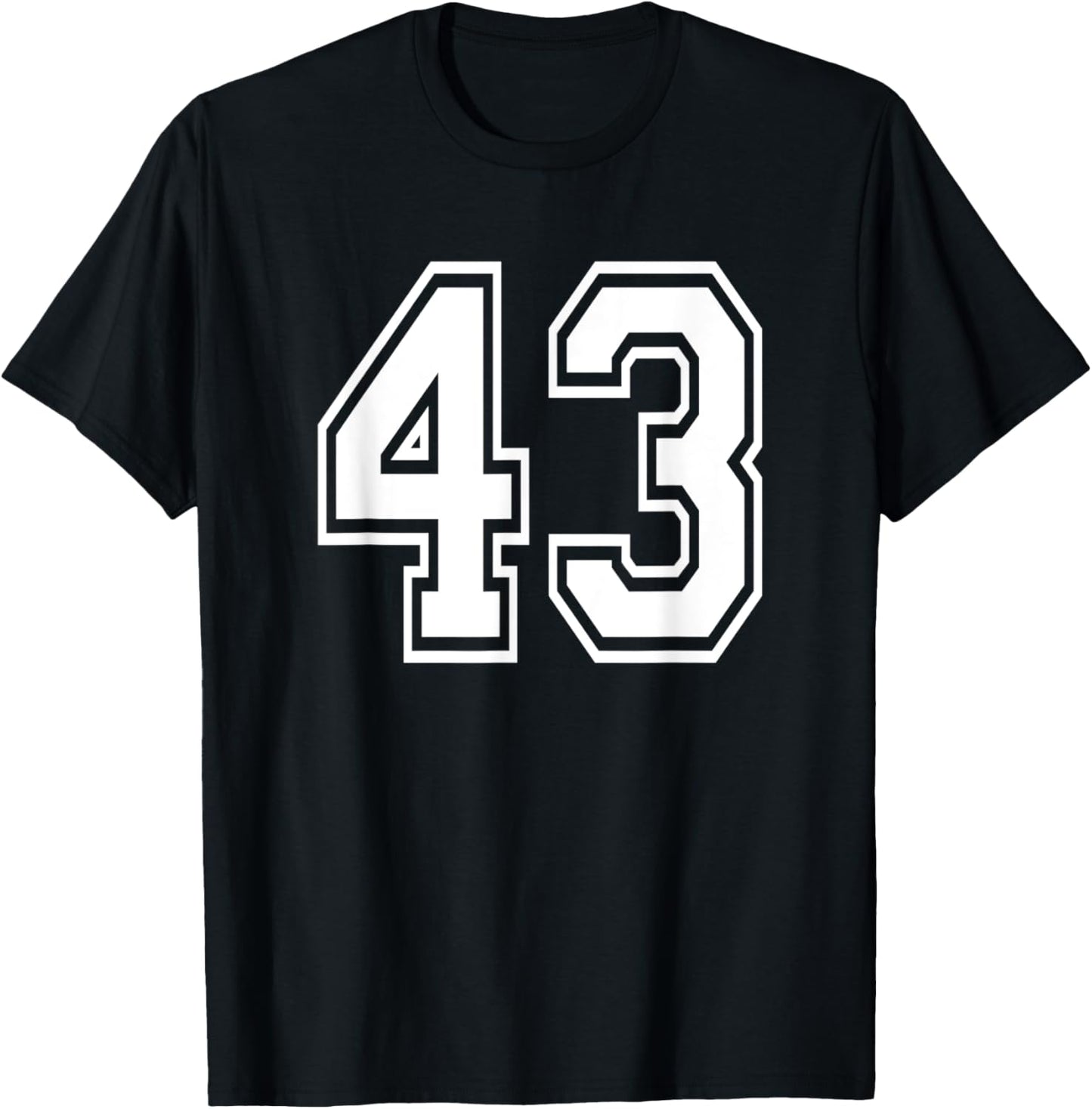Number 43 Numbered Uniform Sports Jersey Team 43rd Birthday T-Shirt - T-Shirt | Black