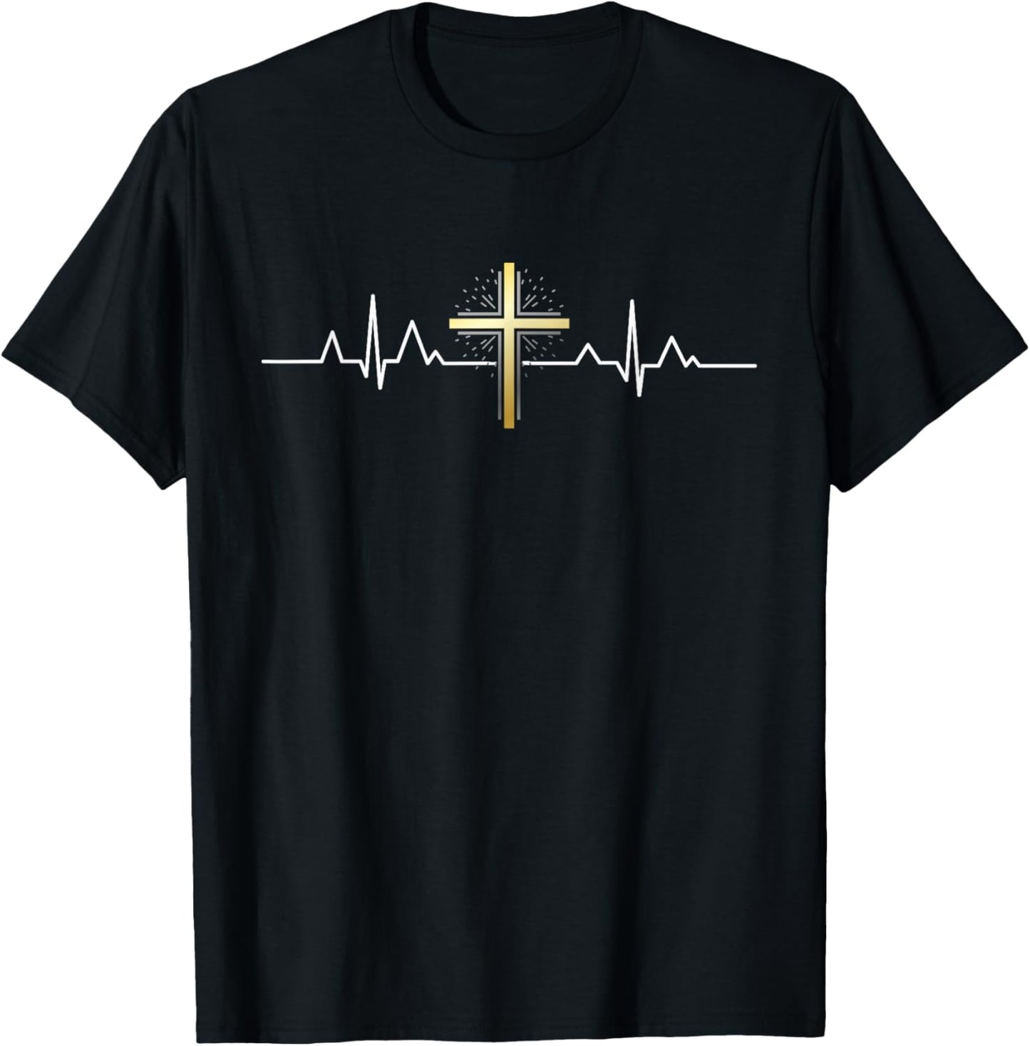 Cross Heartbeat Christian Clothing T-Shirt - T-Shirt | Black