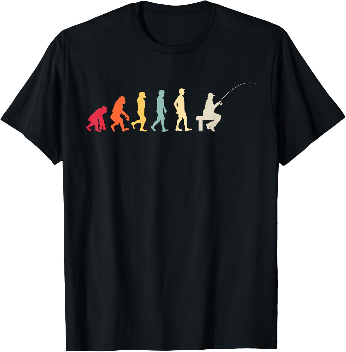 Angler Evolution Retro Fisherman Hobby Fishing Fishing Gift T-Shirt - T-Shirt | Black