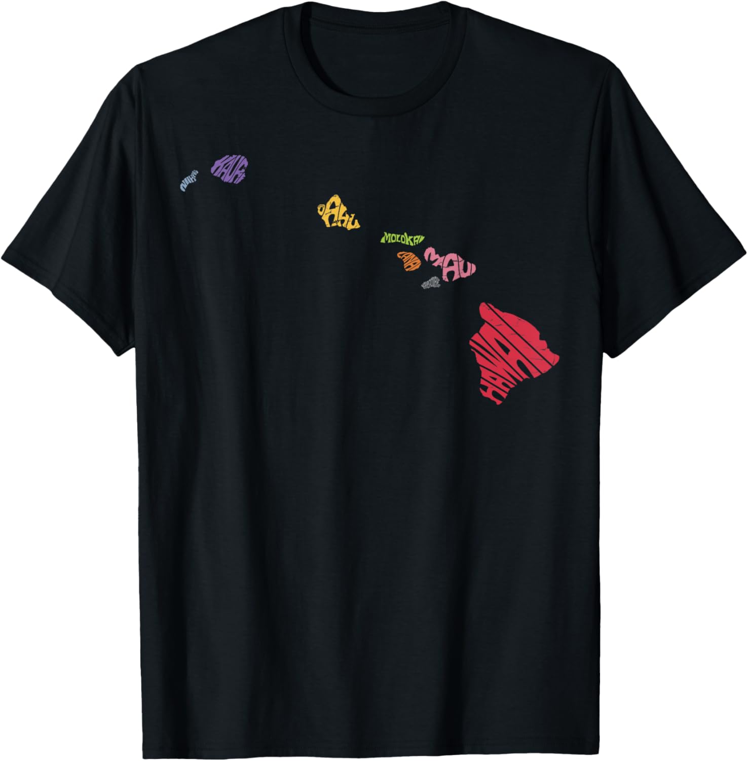 Aloha Hawaii State Map Hawaiian Summer Family Vacation T-Shirt - T-Shirt | Black