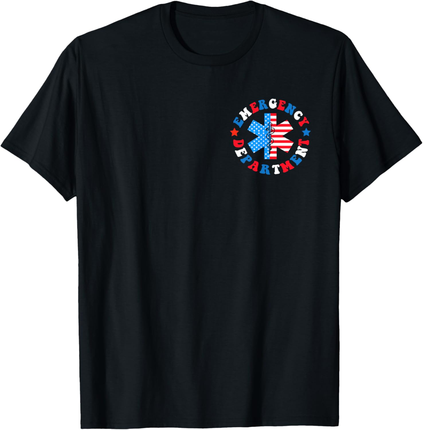 Emergency Department 4th of July USA Emergency Room Nurse T-Shirt - T-Shirt | Black