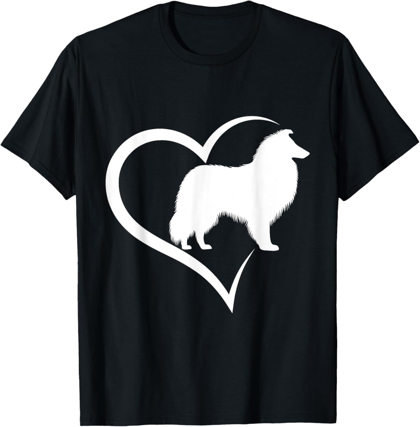 Rough Collie Silhouette Heart Love Dog Men Women Girls Kids T-Shirt - T-Shirt | Black