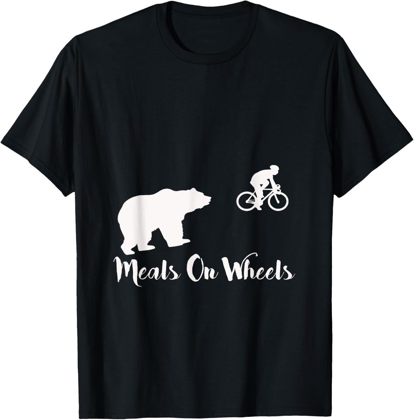 Funny Bear Chasing Bike Cyclist Meals on Wheels T-Shirt - T-Shirt | Black