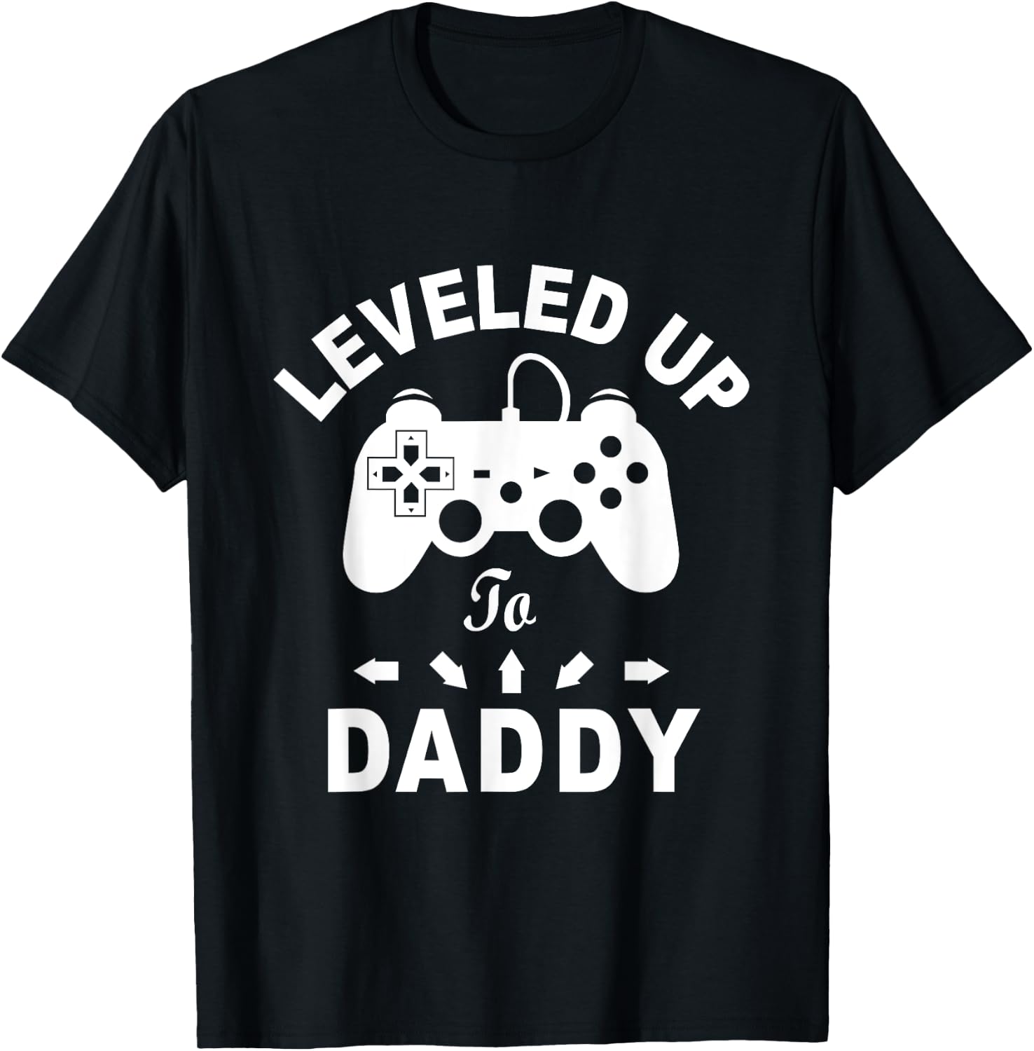 A And E Creative Men's Black Gamer Leveled Up To Daddy Video Game Dad T-Shirt - T-Shirt | Black