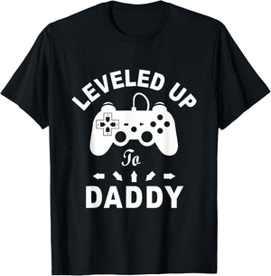 A And E Creative Men's Black Gamer Leveled Up To Daddy Video Game Dad T-Shirt - T-Shirt | Black
