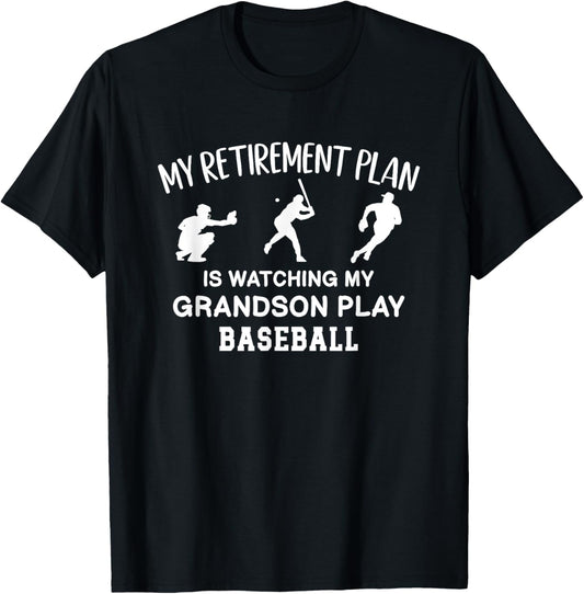 I Plan On Watching My Grandson Play Baseball T-Shirt - T-Shirt | Black