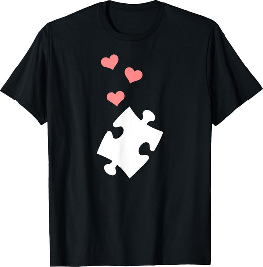 Jigsaw puzzle piece hearts T-Shirt - T-Shirt | Black