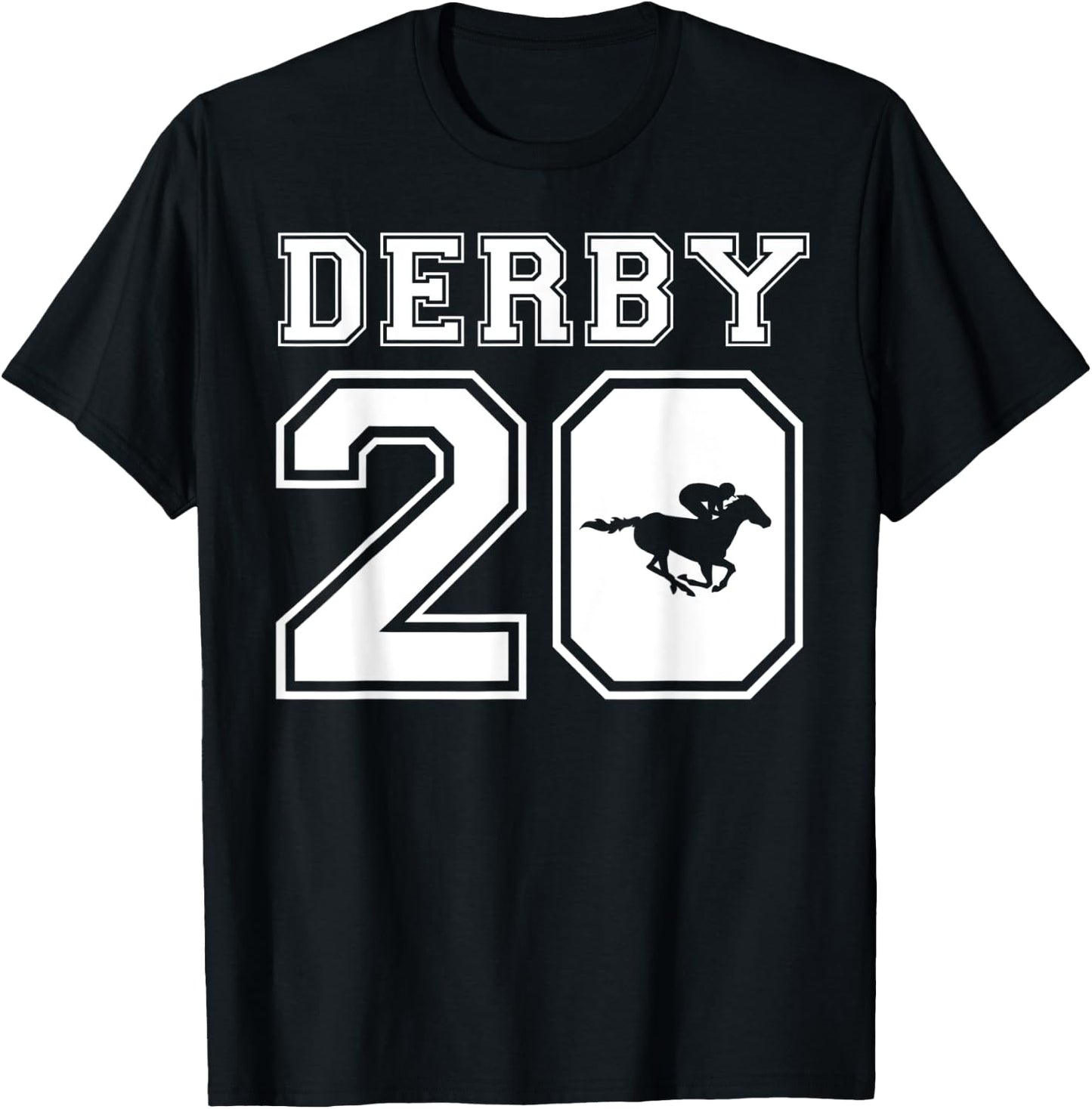 2020 Derby Jersey Style Graphic Horse Racing Jockey Design T-Shirt - T-Shirt | Black